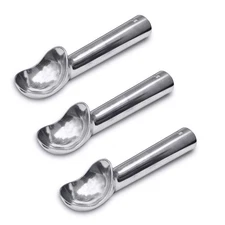 3 Pcs 2 OZ Aluminum Ice Cream Scoop Heat Conductive Handle Non-Stick Silver
