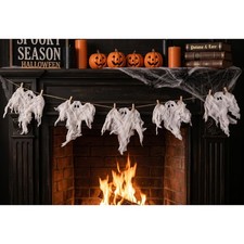 Halloween Ghost Garland: 6Ft Rustic Garland Banner for 6 ft, White