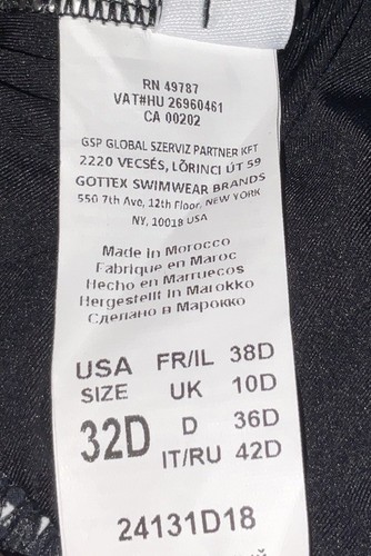 NWT $110 Profile By Gottex Shirred Underwire Tankini Top Black And White 32D - Picture 5 of 5