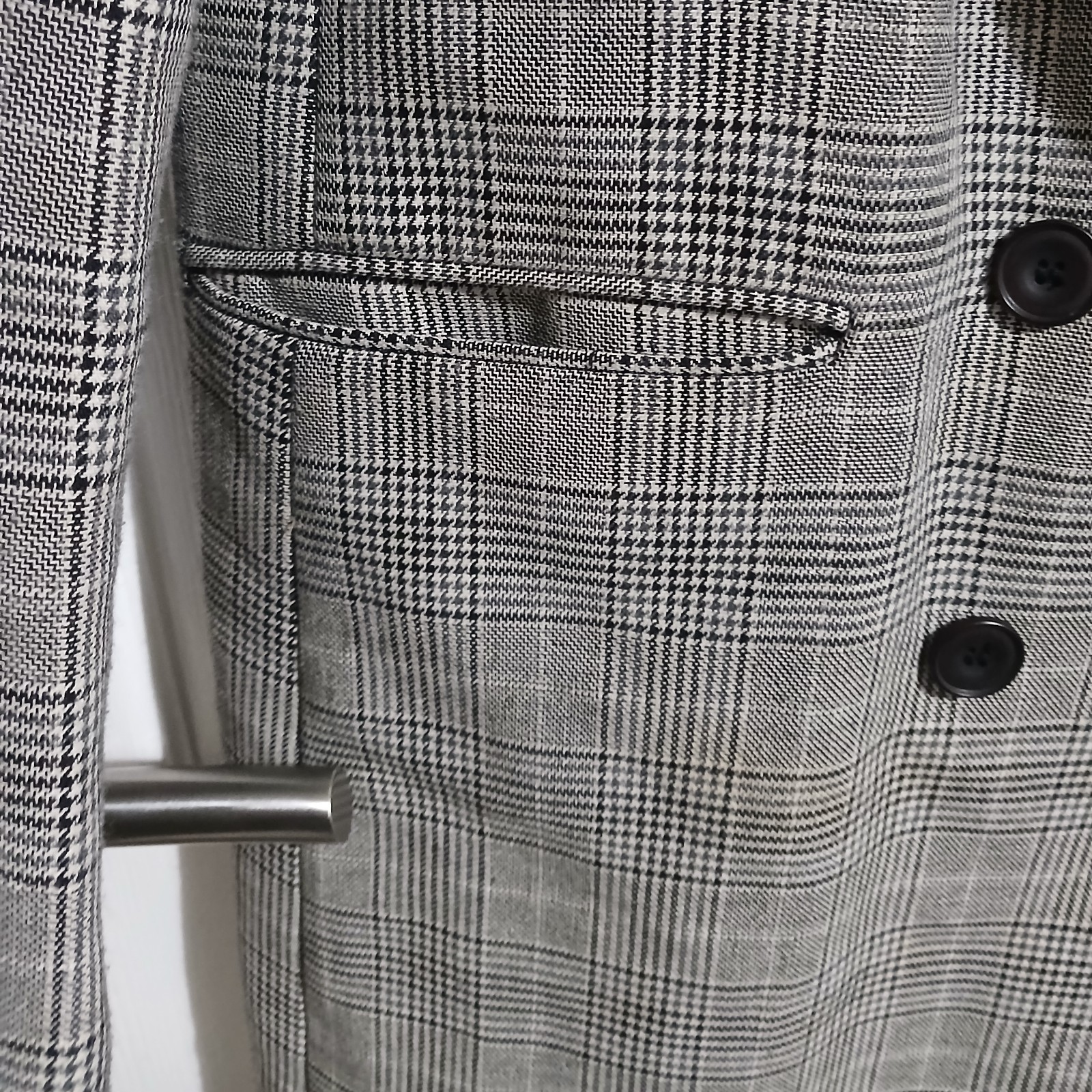 Zara Basic Women's Grey Check Double Breasted Lon… - image 6