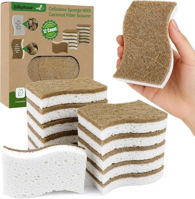 Natural Kitchen Spons, Biodegradable & postable | Non-Scratch