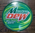 Green Mountain Dew Soda Logo Bottle Round Diecut 12" Metal Tin Sign Garage Vtg