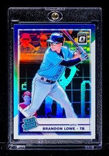 Brandon Lowe RARE RAINBOW HOLO REFRACTOR RATED ROOKIE INVESTMENT CARD Rays SP. rookie card picture