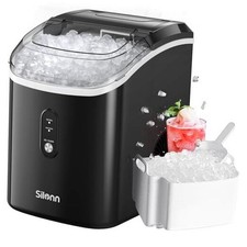 Nugget Ice Maker Countertop, Chewable Pellet Ice 33lbs Black-transparent