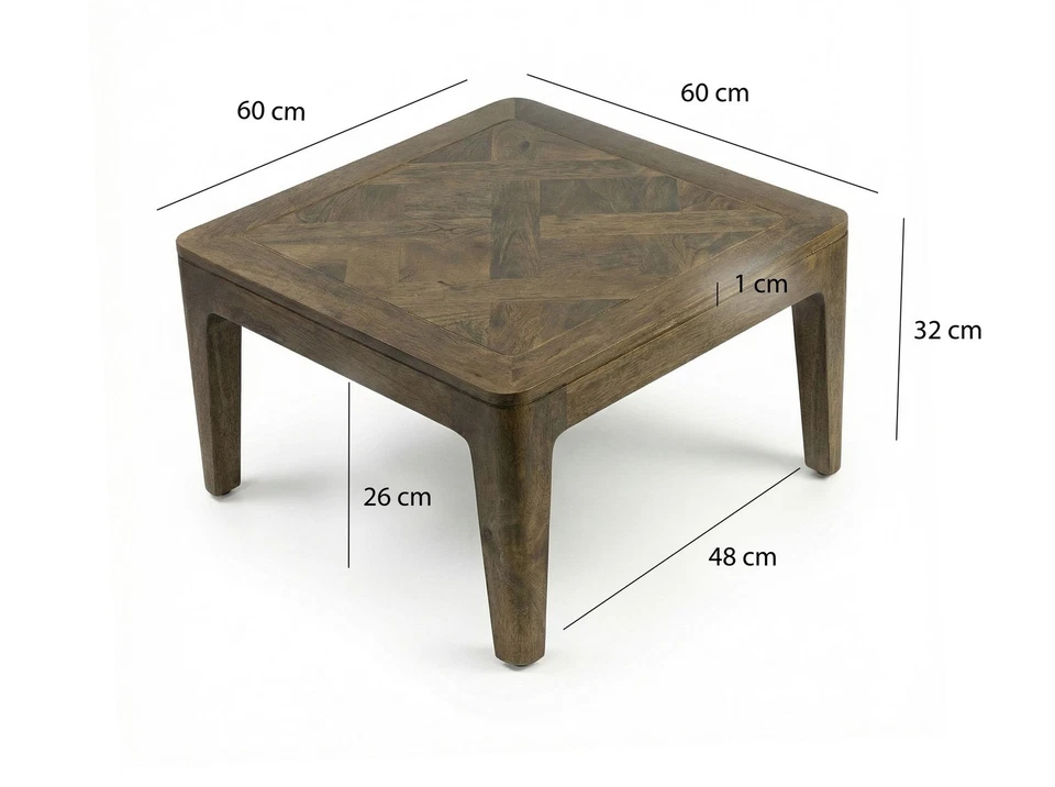 Table basse 60cm Bois massif Noyer Table de canapé Table salon Table d'appoint - Photo 3/4