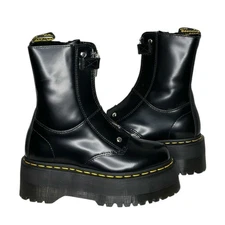 $230 NWT DR. MARTENS Jetta Hi Max Leather Platform Boots, Black Buttero, 5 (US)