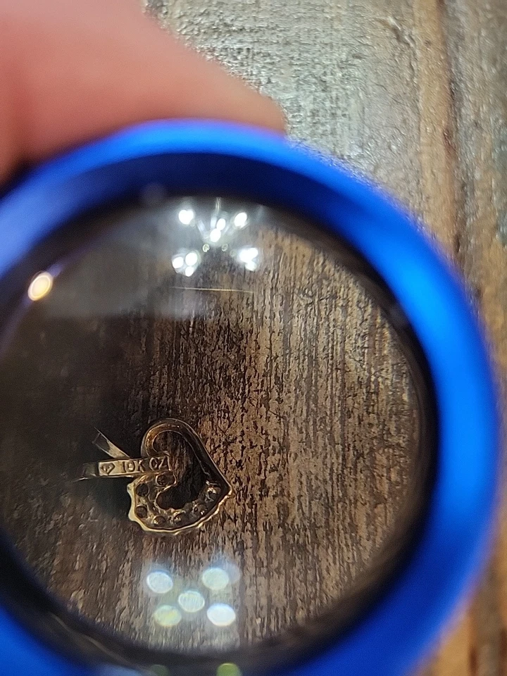 10K金心形吊坠带立方氧化锆石 — 第 2/3 张图片