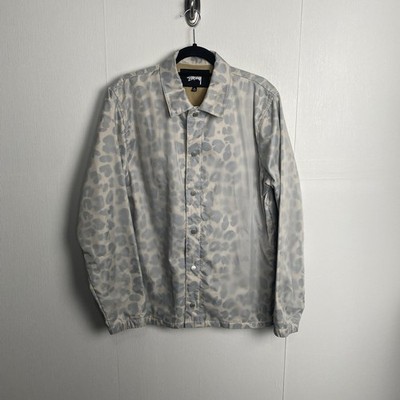 Stussy レオパード柄 コーチジャケット L Stussy Translucent Coach Jacket Leopard Print Lined Gray Size