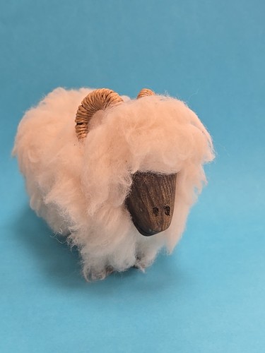 Sheep Wood legs Face Ram Horns & Wool Fleece Cottage Core Farmhouse Grannycore