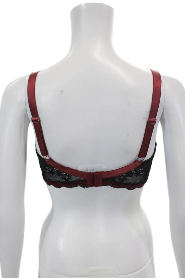 Костюм белье контраст кружева бант акцент чистый чашка на косточках бюстгальтер черный размер 34E - Изображение 3 из 4