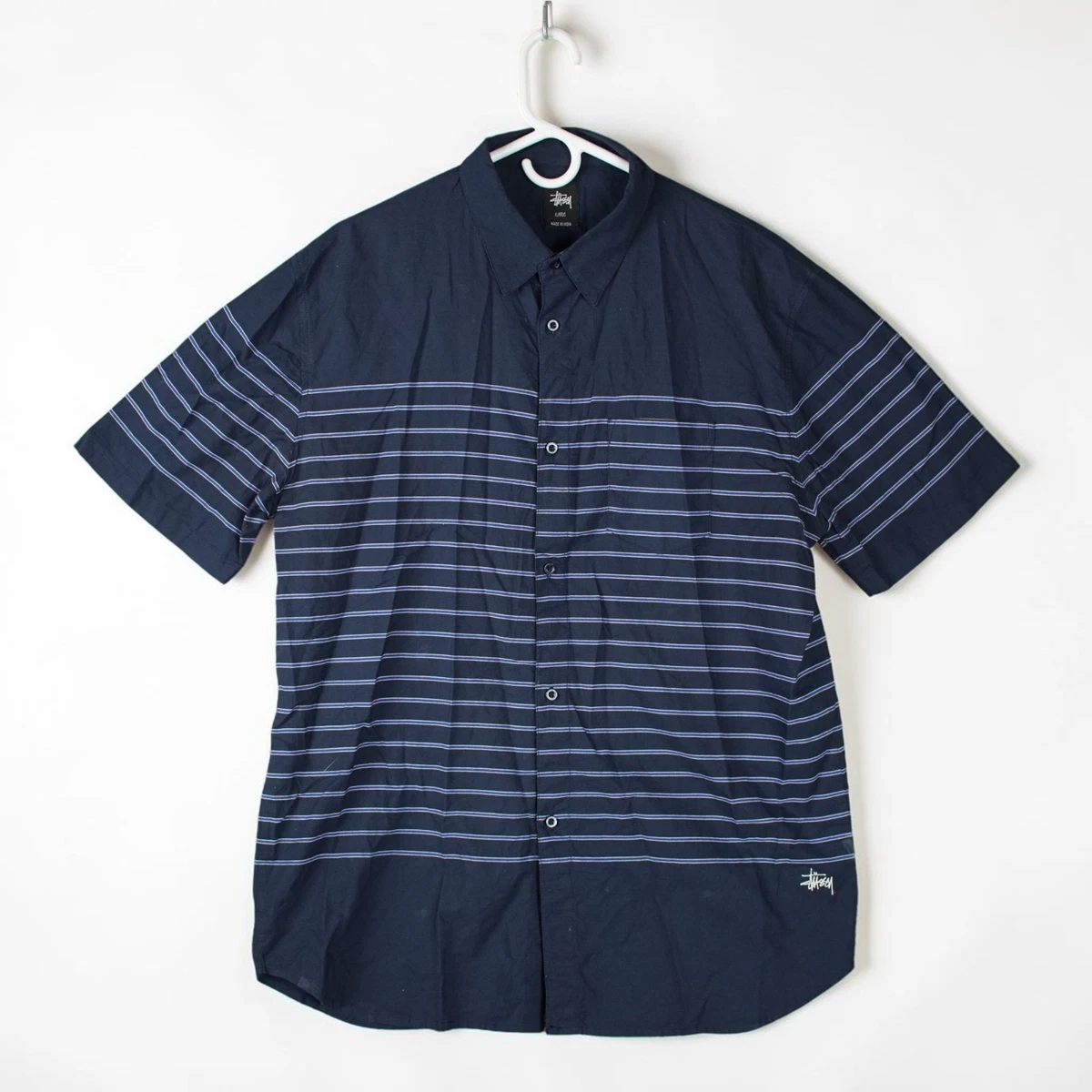 Stussy Short Sleeve Striped Casual Button-Down Shirts for Men for