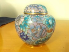 Cloisonné Emaille Urne Dose Blumen Handarbeit Asien China Japan antik Vintage