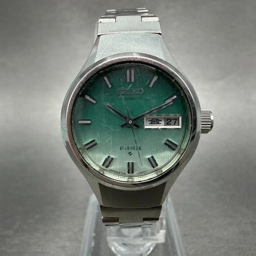 Seiko Automatic Watch Women 24mm Green Dial Silver Tone Daydate 2706-0310 Runs