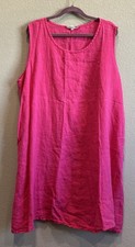 Bryn Walker Bright Pink Sleeveless Coastal Lagenlook 100% Linen Dress Women’s 2X