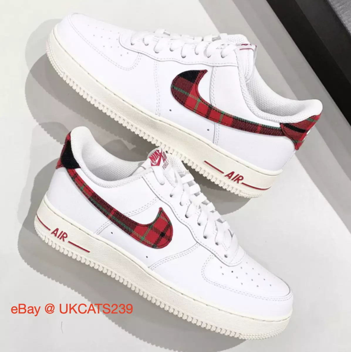 Nike Air Force 1 '07 LV8 Plaid Red Swoosh DV0789-100 Men'