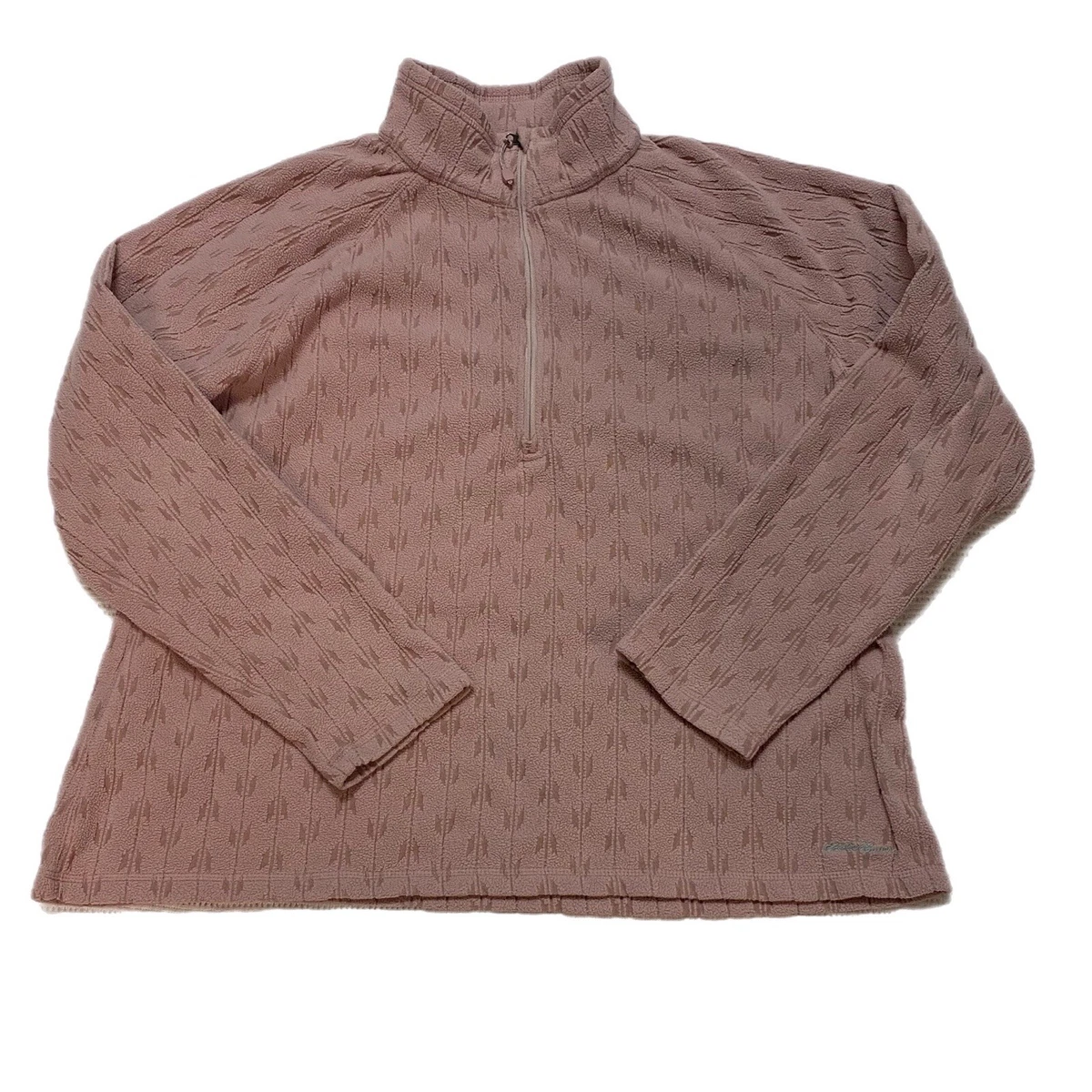 Eddie Bauer Dusty Rose Fleece Half Zip Jacket Ladies XL Textured