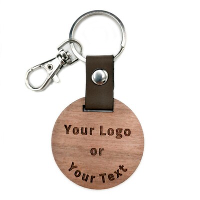Personalised Wooden Keyring Handmade Solid Walnut Laser Engraved UK Made