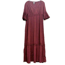 Knox Rose Maxi Dress XS Boho Swiss Dots Prairie Tiered V Neck Imperial Waist Mah