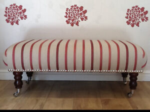 Footstool Stool In Laura Ashley Luxford Cranberry Fabric