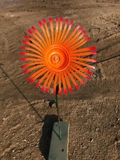 All metal orange/red flower home garden stake yard art lawn ornament 22" tall