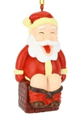 Tree Buddees Chimney Present Funny Santa Pooping Christmas Ornament Adult Humor