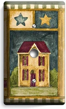 RUSTIC OLD AMERICANA COUNTRY HOUSE LIGHT DIMMER VIDEO CABLE COVER WALL PLATE ART