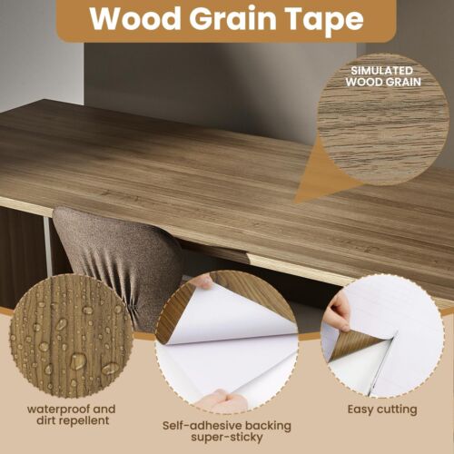2.4Inch x 32Ft Wood Grain Repair Tape for Tables Chairs Baseboards Doors Windows - Picture 3 of 9