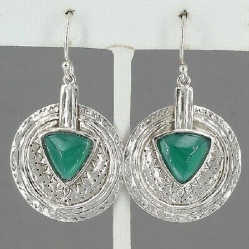 Silpada 925 Sterling Silver Emerald Isle Green Agate Earrings W3286 - Picture 3 of 12