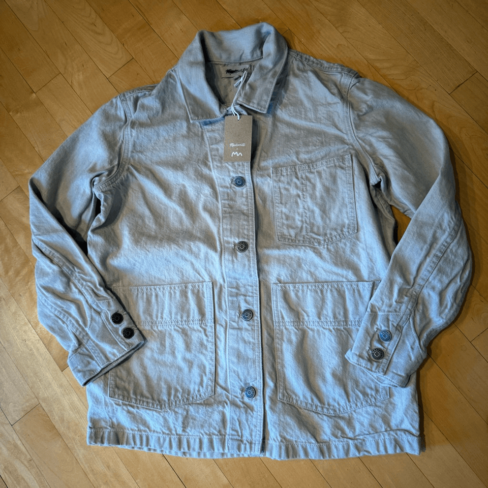 Madewell GarmentDyed Denim Patch Pocket Trucker Jacket size small m2