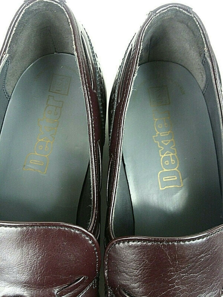 DEXTER Mens Burgundy Leather Tassel Kiltie Wing Tip Loafers  display picture 1
