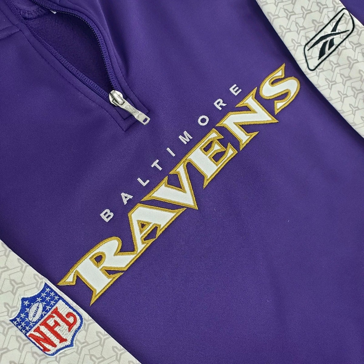 Vintage Reebok Baltimore Ravens 1/4 Zip Jacket XL On Field NFL