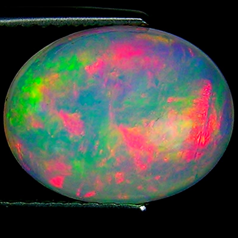 3.02 Ct Natural Ethiopian Cabochon Opal Gemstone Multi Color Oval Cut