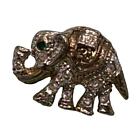 Eye Rhinestones Gold tone Small Vintage Elephant Brooch Pin Embellished Green