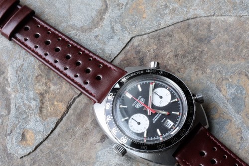 Oxblood vintage 20mm rally band 1960/70s Heuer Autavia GMT 2446c compatible band - Picture 3 of 7