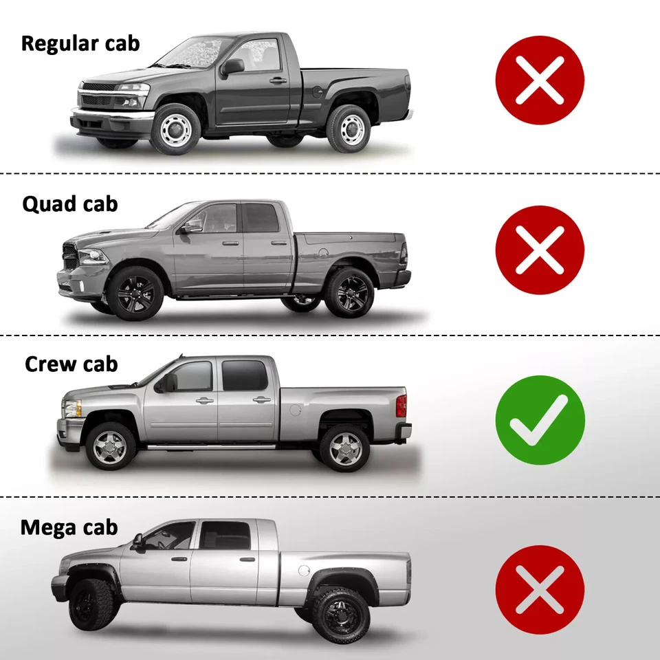 Rocker Panel Covers Guard Trim For 1999-2007 Chevy Silverado GMC Sierra Crew Cab - Image 3 of 4