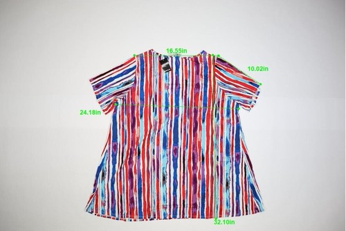 Avenue Liv Pleat Print Tunic Stripes Blouse Short Sleeves Plus Size Womens 22/24 - Picture 4 of 8
