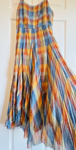 Sandy Starkman Women’s Gauze Midi Sundress Multicolored Plaid Lined Small? - Picture 5 of 9