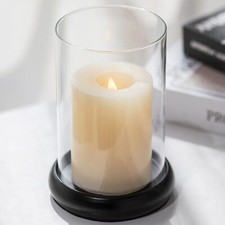 Black Hurricane Candle Holder - Clear Glass Pillar Candle Holder Cylinder Lante