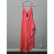 Black Halo Eve Itoro Ruffle Gown Dress Size 6 Neon Coral Formal Prom