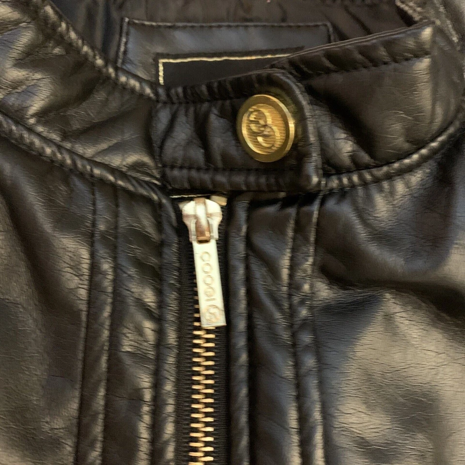 Coogi Jacket Woman's Sz L Black Faux Leather Full Zip Polyurethane Lined - Image 2 of 4