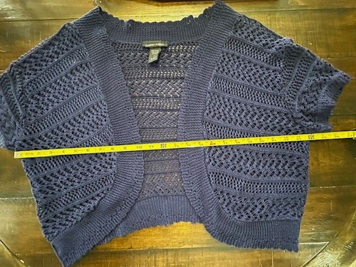 Sweater Project 2X Blue Open Weave Crochet Shrug Women’s Plus Size - Picture 7 of 8