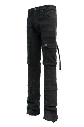PJ MARK Herren Freizeit 2-Tone Color Block Washed Stacked Flare Cargo Hose D450 - Bild 7 von 9