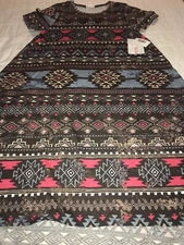 Lularoe Gray Tan Pink Tribal Aztec Carly Dress HTF Unicorn 🦄  2XL. 22/24 20 New