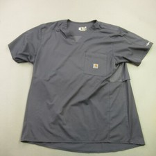 Carhartt Shirt Mens Large Gray Short Sleeve V Neck Outdoors Pocket Scrub