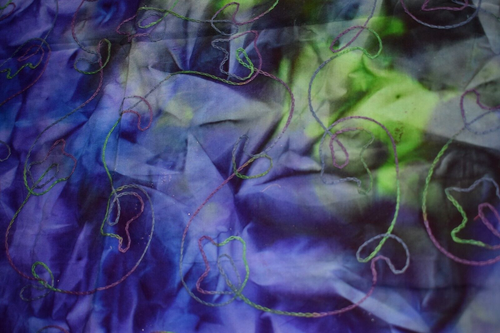 MULTI BATIK CHAIN STITCHED 100% COTTON FABRIC 27X44 INCHES - Picture 2 of 2