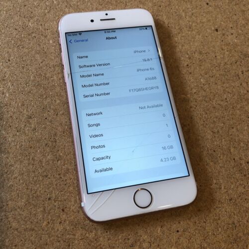 Apple iPhone 6S 16 Go Or Rose Rogers Opérateur Verrouillé *Fonctionne Écran Fissuré* Soutien-gorge 95% - Photo 5 sur 10