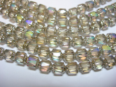 25 Crystal Smoke Apollo Cathedral Czech Glass 6mm beads