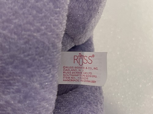 Russ Berrie Bear of the Month 8" October Birthstone Necklace Opal Lavender W Tag - Picture 10 of 12