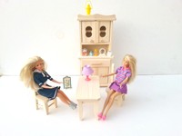 Wooden Toy Furniture For Fashion Dolls, Natural Pinewood Kitchen Furniture Wooden Toy Furniture For Fashion Dolls, Natural Pinewood Kitchen Furniture