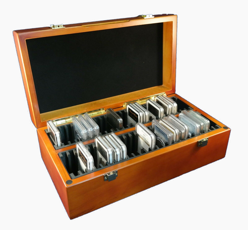 Wood Storage Box for 50 Certified Coin Slabs PCGS NGC ANACS Premier Elite Cedar - Picture 6 of 9